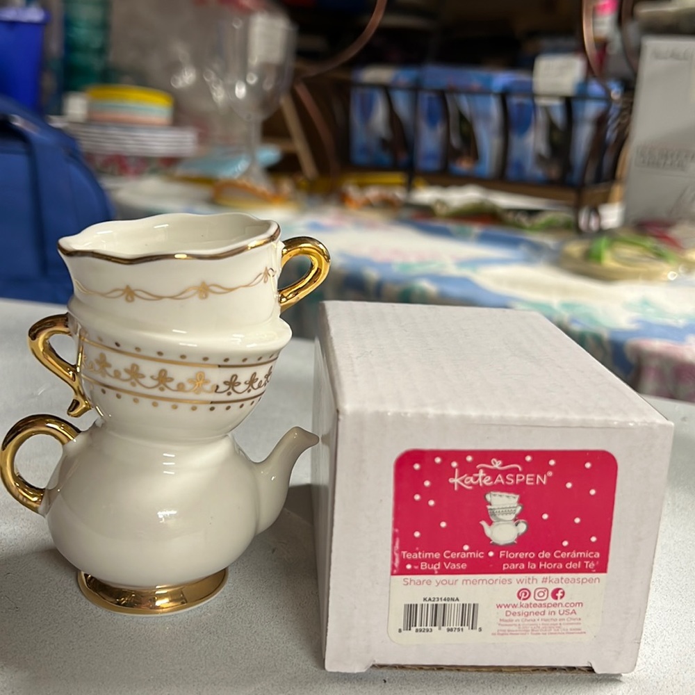 Teatime Ceramic Bud Vase Kate Aspen